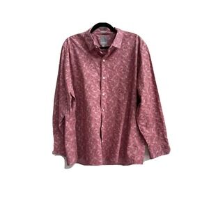A-Frame Printed Stretch Button Down Shirt Size Men's XL Short Regular Fit Mauve